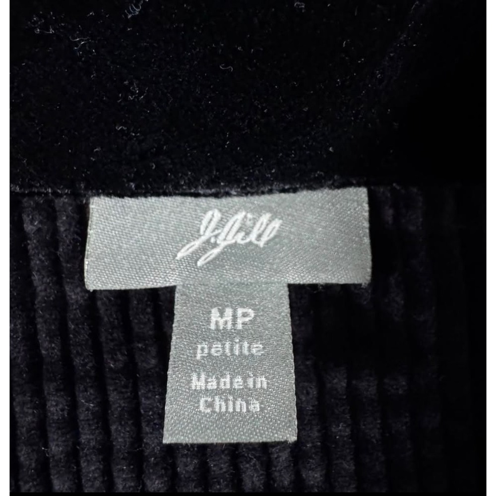 J. Jill Black Corduroy Trucker Jacket Velvet Trim Petite Medium MP Cotton - Picture 3 of 9